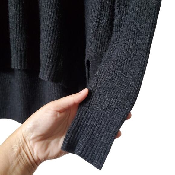 Madewell Warmlight knit Pullover Sweater Riubbed Charcoal Hi-Lo XS Wool - Picture 8 of 12